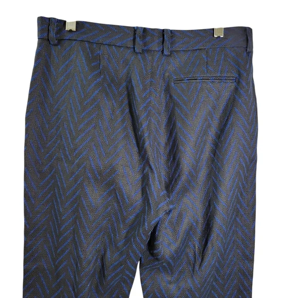 Madewell Et Sezane Blue Chevron Patterned Crop Trouser Pant - Picture 5 of 9